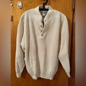 Cream Crewneck Sweater with Textured Knit